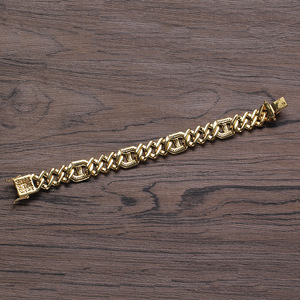 15Mm Single-row Domineering Cuban <b>Bracelet</b>, Japanese-shaped <b>Copper</b> Full of Zirconium Personality Hip-hop Tanjing Fashion - Product Image 3