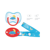 Sucette bébé sans BPA avec clip de sécurité sucette bébé en silicone avec support sucette lueur dans le noir avec chaîne anti-chute