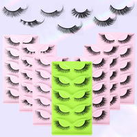 Lot de 5 paires de faux cils à motif croisé, style européen et américain, naturels et volumineux, vente en gros