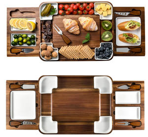 Juego de Tabla de Quesos Rectangular de Madera de Acacia y Juego de Cuchillos para Reuniones de <span class=keywords><strong>Amigos</strong></span>, Modelos Nuevos al por Mayor - Product Image 6