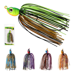 Atacado Iscas Artificiais Rígidas de Silicone para Pesca de Robalo, tipo Swim Jig e Worm, com Anzóis, 7g 10g, 5 Cores, Olhos 3D e Saias de Pesca - Product Image 1