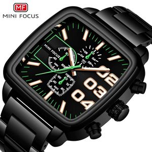 Reloj de Pulsera de Cuarzo para Hombre Mini Focus MF0314G, Esfera Cuadrada, Cronógrafo de Negocios con Calendario Luminoso, Correa de Acero Inoxidable - Product Image 3