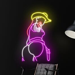 Letrero LED de Neón 'En Dolly Confiamos' con Diseño de Sombrero Vaquero Rosa, Arte de Pared Estilo Retro Country, Alimentado por USB, Decoración para Dormitorio, Cuarto de Hombre, Fiestas y Bares - Product Image 3