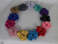 Scrunchie Rambut Berhias Rhinestone Biru Glitter AB untuk Kompetisi Tari Cheerleading dan Aksesoris Rambut Sehari-hari