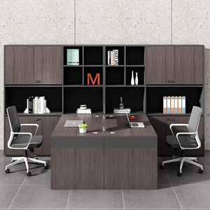 Nueva combinación de escritorio de oficina y silla, escritorio de computadora de oficina, estación de trabajo de oficina simple en forma de L con gabinete de almacenamiento - Product Image 6