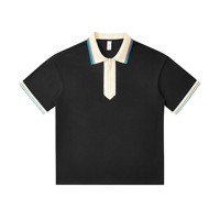 NIEUW Lente/Zomer 240g Piqué Katoenen T-shirt met korte mouwen en opstaande kraag; Heren Trendy Merk Loszittende Casual Ademend poloshirt