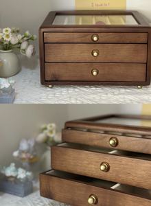 Scatola portaoggetti vintage in legno massello con cassetti multipli - Design con scomparti per ufficio e casa, per riporre gioielli e cancelleria - Product Image 4