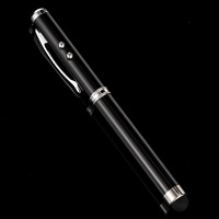 Stylo bille métallique 4-en-1 avec logo personnalisé, pointeur laser, pointe tactile 1,0 mm, pointe balle, lumière LED – Idéal pour l'enseignement, les présentations et comme cadeau