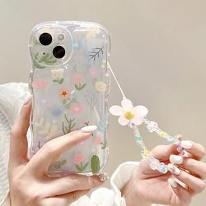 Wave Edge Style Transparent Fleur Dragonne TPU Housse de Téléphone Portable pour Iphone16 15 14 13 12 <span class=keywords><strong>11</strong></span> <span class=keywords><strong>Pro</strong></span> Max - Product Image 3