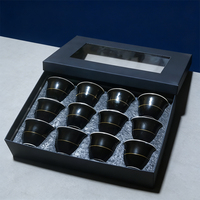Ensemble de tasses à kawa en porcelaine de qualité supérieure, faites à la main, modernes, arabes, turques, à motif floral plaqué or, personnalisées, réutilisables, avec boîte cadeau