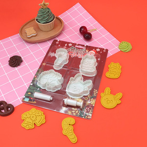 New Giáng Sinh Chủ Đề Phim Hoạt Hình Cookie Khuôn Set 3D Ép Fondant DIY Baking Công Cụ Nhựa Cookie Máy Cắt - Product Image 4