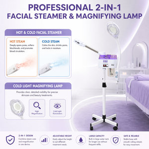 Gran Oferta 2024 Nuevo Vaporizador Facial Profesional de Pie de Alta Calidad para Lifting Facial con Rociador 3 en 1 para Relleno de <span class=keywords><strong>Agua</strong></span> Profunda, Venta al por Mayor, Enchufes US/UK/EU - Product Image 4