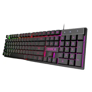 IMICE AK600 Backlit Membrane Wired Gaming Keyboard with Mixed Color Lighting
