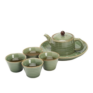 Retro Pottery Teapot And <b>Cups</b> <b>Set</b> Bamboo Green Glaze 6 Piece Kung Fu <b>Tea</b> <b>Set</b> With Lid For Afternoon <b>Tea</b> - Product Image 5