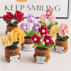 Venta al por mayor de regalos creativos: Mini tarjeta de felicitación, maceta, plantas de peluche, muñeca de punto, girasol de dibujos animados, flor de ganchillo hecha a mano - Product Image 4