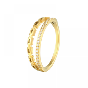 Bague En Acier Inoxydable pour femme, nouvelle mode En zircon cubique 14K, Acier plaqué or, bijoux En Acier Inoxydable - Product Image 5