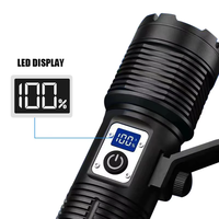 Linterna Táctica COB con Zoom, Láser Blanco, Recargable Tipo C, con Banco de Energía, Pantalla Digital, 11 Modos, de Aluminio, para Búsqueda y Rescate