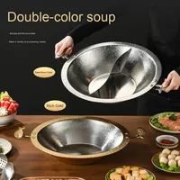Yolecen Commercial ménage 304 acier inoxydable Double-saveur marmite trois couches épaissi clair cuiseur à soupe