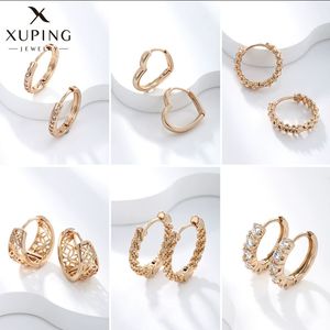XUPING takı toptan tıknaz Hoop Huggie çiçek kalp kore geometrik 14k 18k moda paslanmaz çelik kadın küpe - Product Image 4