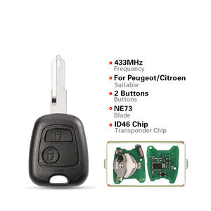 <span class=keywords><strong>Coque</strong></span> de télécommande de voiture de remplacement avec 2 boutons 433 MHz fréquence ID46 puce NE73 lame modèle CR2016 pour <span class=keywords><strong>Peugeot</strong></span> <span class=keywords><strong>206</strong></span> 306 405 - Product Image 3
