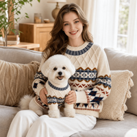 Ensemble de vêtements pour animaux de compagnie, pull en tricot torsadé Fair Isle nordique assorti pour chien et propriétaire, vente en gros personnalisée ODM OEM