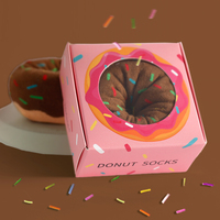 Chaussettes Donut de Haute Qualité, Couleur Café, Cadeau Original et Amusant, Chaussettes avec Boîte en Forme de Nourriture