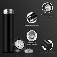 Botella de agua inteligente portátil para coche de 18oz, diseño de pantalla táctil LED Digital, termo clásico para viaje, café, té
