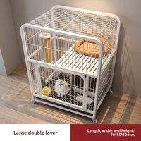 Grande cage à chat à 2 niveaux avec roulettes |   Cage pour animaux de compagnie en métal 78x55x100cm avec bac à litière intégré et griffoir, aucun assemblage requis