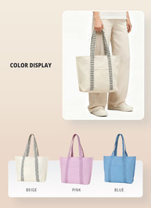 Sacs fourre-tout en coton avec logo personnalisé imprimé Sac à provisions en toile pour femmes avec impression personnalisée - Product Image 6