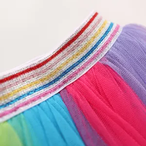 Tutú de arcoíris para niños, falda de Ballet de tul de 1 a 10 años, faldas plisadas de algodón 2024 para niñas, tutú multicolor, falda para niñas pequeñas