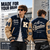 Veste universitaire OEM en mélange de laine coupe ample à manches raglan, broderie personnalisée, manches en cuir véritable, veste Letterman haut de gamme, fabrication en usine
