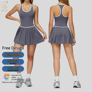 Vestido Deportivo Siluo para Mujer, sin Mangas, para <span class=keywords><strong>Tenis</strong></span>, Secado Rápido, Logotipo Personalizado, Transpirable, con Shorts <span class=keywords><strong>de</strong></span> Seguridad - Product Image 2