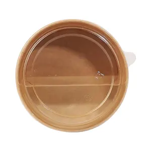 durable good quality kraft lunch bowl food grade grease proof with lid custom logo rigid strong protect cheap packaging bowls