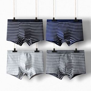 Ropa Interior Masculina a Rayas, Calzoncillos Boxer de Algodón Puro para Hombre, Calzoncillos Boxer a Rayas Blancas y Negras, Calzoncillos Boxer Juveniles con Personalidad - Product Image 1