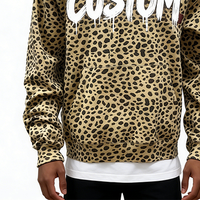 Sweat-shirt à capuche en gros de haute qualité à imprimé léopard pour hommes, logo personnalisé, streetwear, sweat-shirt à capuche pour femmes