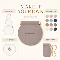 Pochette ronde en microfibre suédée personnalisée avec fermeture magnétique, sac de rangement pour boucles d'oreilles, organiseur de voyage, sacs de maquillage cosmétiques