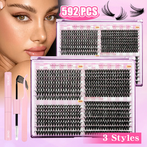 Pestañas en Racimos Individuales 30D 40D 50D de Fibras Sintéticas, Set de Pestañas Postizas para Kit de Extensión DIY - Product Image 4