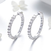 Boucles d'oreilles créoles classiques en zircon serties de zircons, en alliage, pour femme, cadeau, plusieurs options de couleurs