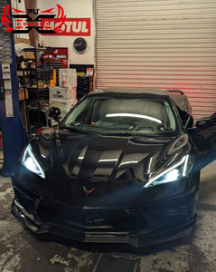 Kit corpo Spoiler anteriore in fibra di carbonio per Chevrolet Corvette C8 Z51 2020-2021 protezione paraurti per auto - Product Image 4