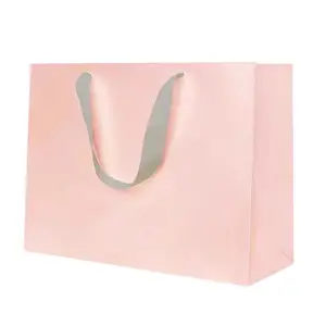 Sacola de compras grande para festival de seda, sacola de compras com logotipo personalizado, sacola de papel para carregamento de roupas, grande pacote de luxo