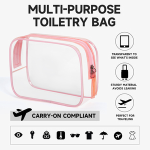 Bolsa de Aseo Transparente Personalizada con Logotipo, Bolsas de Cosméticos de PVC Transparentes con Cierre para Mujer, para Llevar en el Avión - Product Image 4