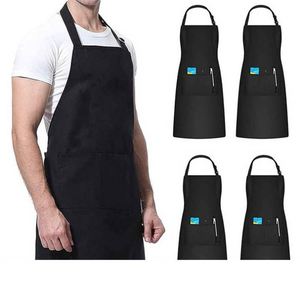Hot Sale Waterproof Oil Proof Custom <b>Black</b> Bbq Kitchen <b>Apron</b> With Pockets - Product Image 4