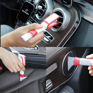 Cepillo multifuncional de doble cabezal para limpieza de rejillas de ventilación de coche, cerdas de nailon, rojo y blanco - Product Image 2