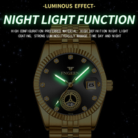 Montre-bracelet FNGEEN en or massif pour hommes d'âge mûr, montre à quartz pour les pères, avec aiguilles lumineuses