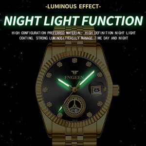 Reloj de Pulsera FNGEEN para Hombres Mayores, Dorado, de Cuarzo, con Manecillas Luminosas, Regalo para Padre - Product Image 5