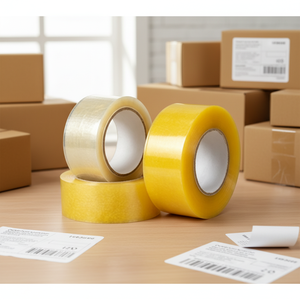 Cinta Adhesiva para Sellado de Bolsas BOPP, Cinta de Celofán Marrón, Adhesivo Acrílico de una Cara, Sellado de Cajas, 45 mm/48 mm, 100 m - Product Image 1