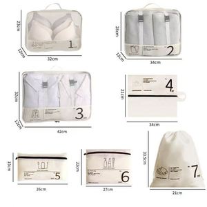 Lightweight 7 Pcs Foldable <b>Suitcase</b> Organizer Unisex Travel Packing Cubes With Zipper Closure Fashionable Luggage Storage Bag - Product Image 4
