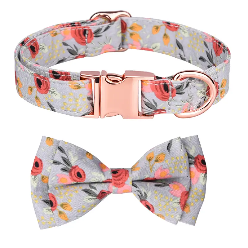 Bán Buôn Nhà Thiết Kế Dog Collar Luxury Flower Dog Leash Cotton Breathable Dẫn Vật Nuôi Sang Trọng Cổ Áo