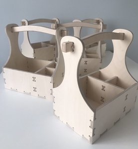 Panier de rangement portable en bois de bouleau de haute qualité du Vietnam à 4 compartiments avec poignée pour pique-nique et garde-manger - Product Image 2