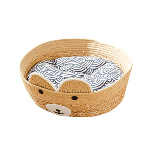 Rattan Cat <b>Bed</b> Round Breathable All Season Pet <b>Bed</b> For Cats With Cushion - Product Image 5